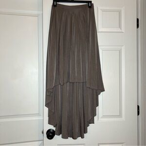 Free People Satin High Low Skirt Brown Taupe Women XS Elastic Waist, lined